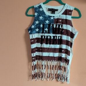 Polly & Esther Stars and Stripes Fringe Tank Top